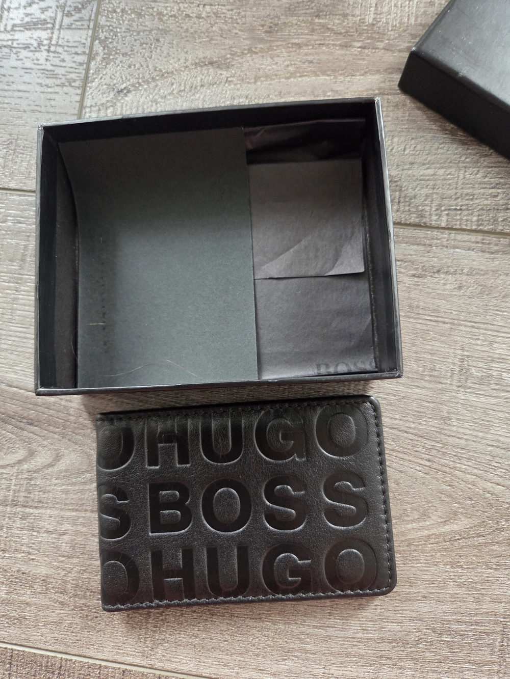 Hugo Boss Embossed Logo Black Leather Wallet